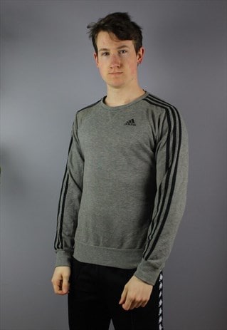 VINTAGE ADIDAS SWEATSHIRT IN GREY WITH EMBROIDERY