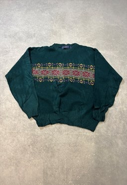 Vintage Knitted Jumper Abstract Patterned Shetland Sweater