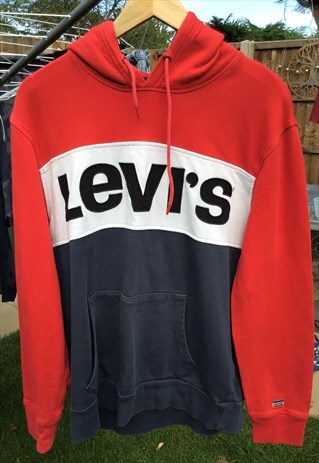 levis red blue white hoodie