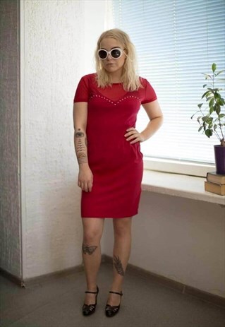 RED MINI SHORT SLEEVED DRESS