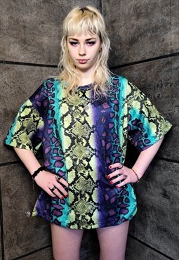 Tie-dye snake print t-shirt handmade python tee punk top