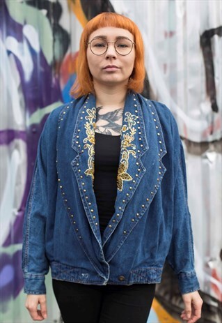VINTAGE 80'S APPLIQUE DENIM JACKET