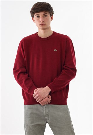 VINTAGE LACOSTE SWEATER 90S RED KNIT KNITTED
