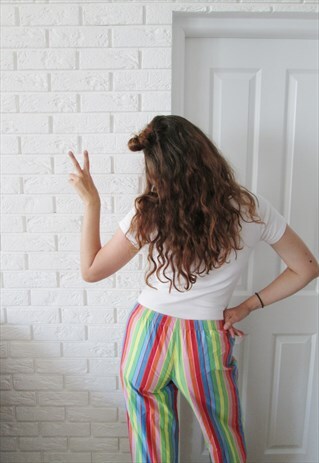 RAINBOW 90S GRUNGE 80S VINTAGE STRIPED LOW RISE TROUSERS