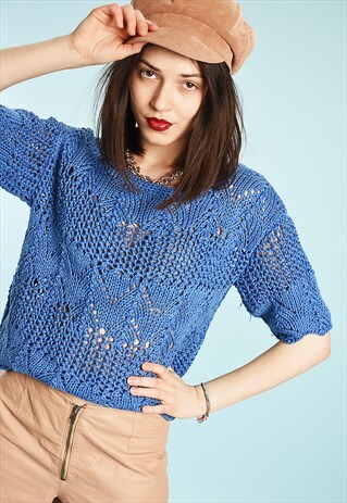 90'S RETRO CROCHET KNIT MOMS TRANSPARENT FESTIVAL TOP