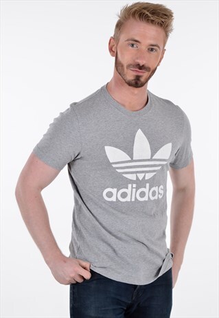 ADIDAS GREY TREFOIL T SHIRT S