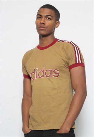 VINTAGE ADIDAS LOGO T-SHIRT BROWN