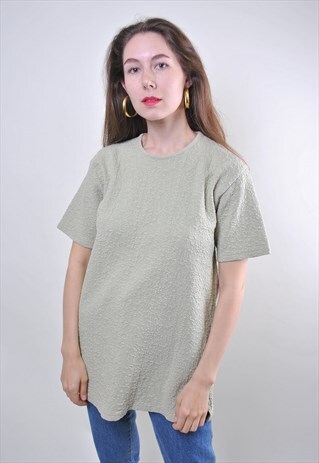 VINTAGE GREEN WOMAN MINIMALIST COTTON TSHIRT