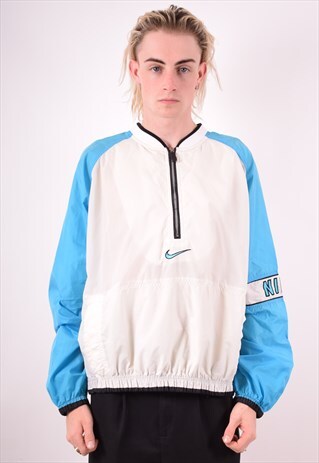 NIKE MENS VINTAGE PULLOVER JACKET LARGE WHITE 90S