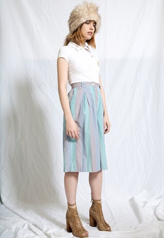 STRIPPED HIGH WAISTED COTTON TROUSERS