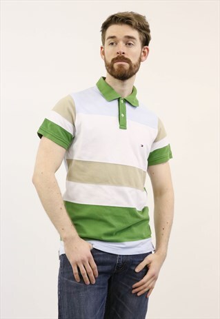 TOMMY HILFIGER VINTAGE 1990S GREEN AND BLUE POLO SHIRT