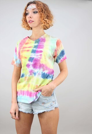 VINTAGE OVERSIZED TIE DYE COLOURFUL FESTIVAL T-SHIRT