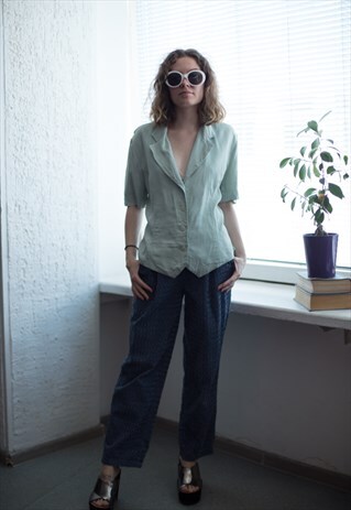 VINTAGE 80'S PASTEL GREEN SHORT SLEEVED TOP