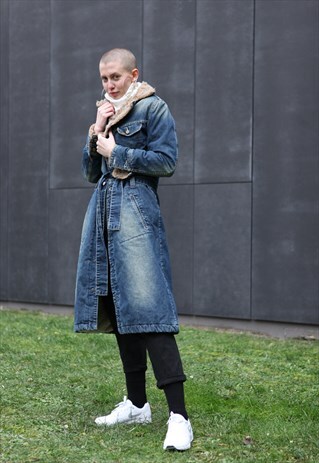 VINTAGE 90S LEE FAUX FUR COLLAR DENIM COAT