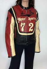  Leather racing jacket vintage 90s A-pro power brand 