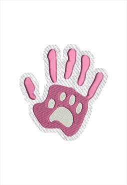 Embroidered Cat Paw & Human Hand iron on patch /sew on patch