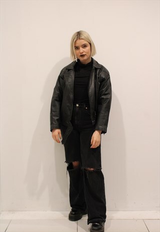 BLACK LEATHER BIKER JACKET