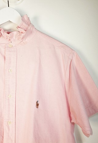 VINTAGE REWORKED CROPPED RALPH LAUREN SHIRT IN PINK