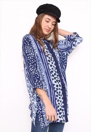 VINTAGE 90S BLUE PRINT SHIRT