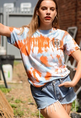 VINTAGE FESTIVAL TIE DYE T-SHIRT WITH GRAPHIC LOGO