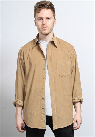 VINTAGE CORDUROY CORD SHIRT BROWN