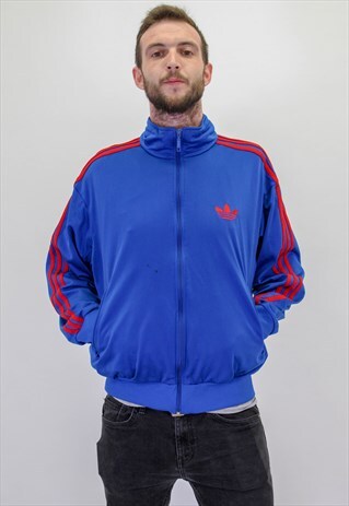 VINTAGE ADIDAS JACKET IN BLUE LARGE
