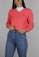 VINTAGE POLO RALPH LAUREN KNIT JUMPER TOP IN CORAL W LOGO