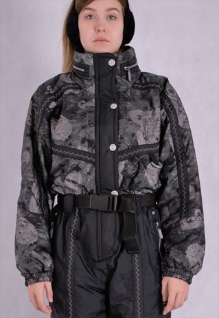 VINTAGE LADIES ONE PIECE BLACK 90S WINTER JUMPSUIT