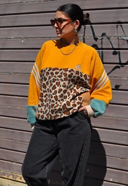 Y2K vintage reworked adidas leopard and sage sweatshirt