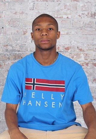 VINTAGE HELLY HANSEN BIG LOGO T-SHIRT TURQUOISE
