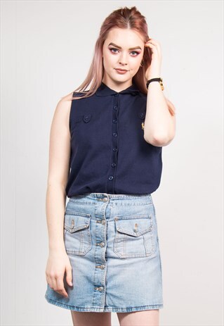 VINTAGE 90'S NAVY BLUE RALPH LAUREN KNIT POLO VEST TANK TOP