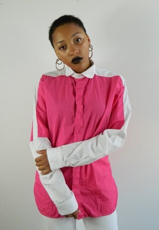 PINK WHITE SHIRT OVERSIZE BLOUSE