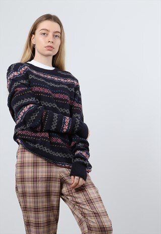 VINTAGE AMERICAN EAGLES LARGE NAVY KNITTED SWEATSHIRT