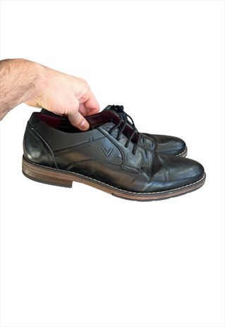 Mens UK 10 black leather lace up shoes Oxford venice