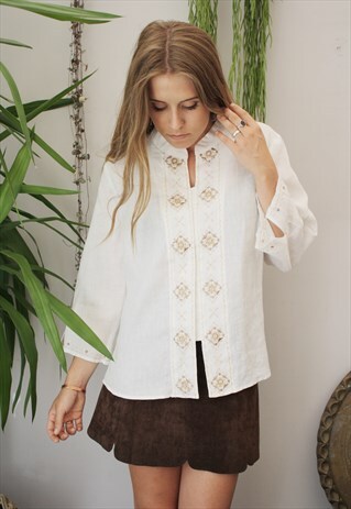 VINTAGE EMBROIDERED LINEN TUNIC