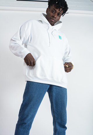UNISEX HOODIE IN WHITE WITH BACK PRINT DESIGN