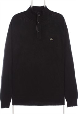 Lacoste 90's Quarter Zip Knitted Jumper / Sweater Small Blac