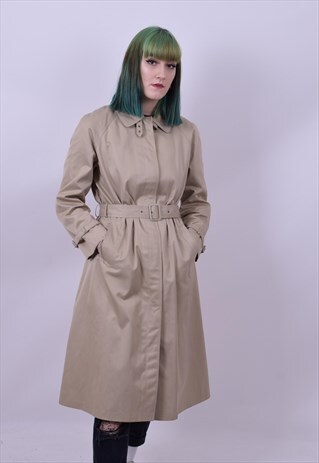 VINTAGE 70'S BEIGE GRANNY MAC TRENCH COAT SIZE MEDIUM