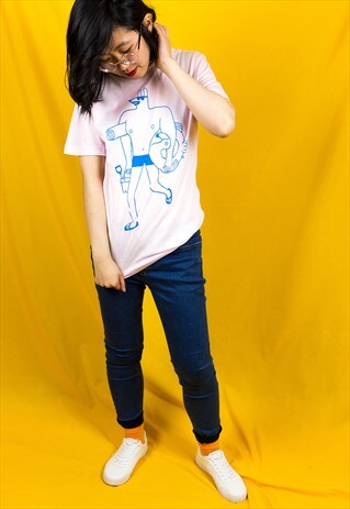 PASTEL PINK FUN BEACH HUNK T-SHIRT