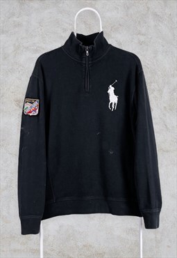 Vintage Black Polo Ralph Lauren Sweatshirt 1/4 Zip Medium