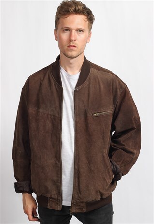 VINTAGE SUEDE OVERSIZED BOMBER JACKET