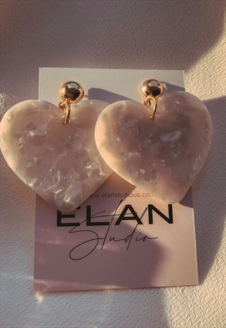 ACRYLIC HEART STATEMENT EARRINGS