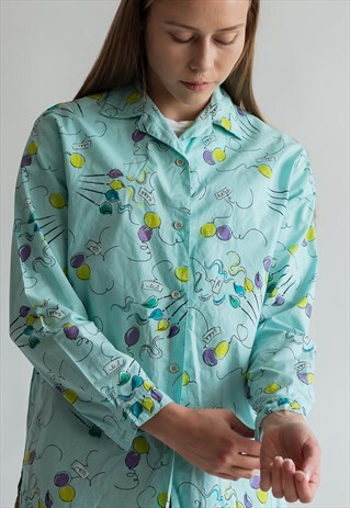 VINTAGE 80S PARTY SHIRT IN BALLOON PATTERN
