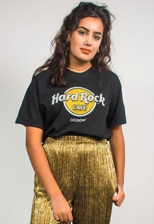 VINTAGE 90'S HARD ROCK CAFE BLACK COLOGNE T-SHIRT