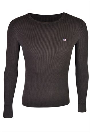 90S DARK BROWN RIBBED JUMPER