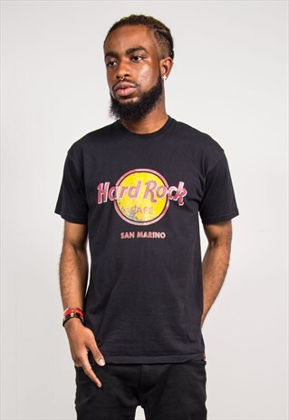 VINTAGE 90'S HARD ROCK CAFE SAN MARINO BLACK T-SHIRT