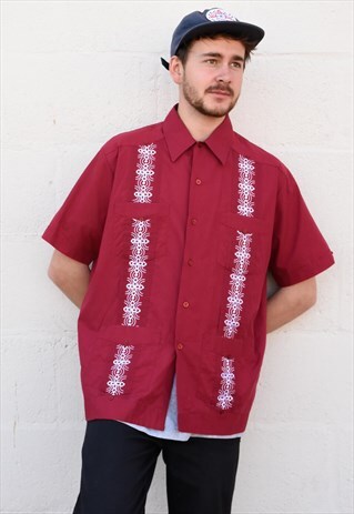 VINTAGE BURGUNDY SHORT SLEEVE SHIRT