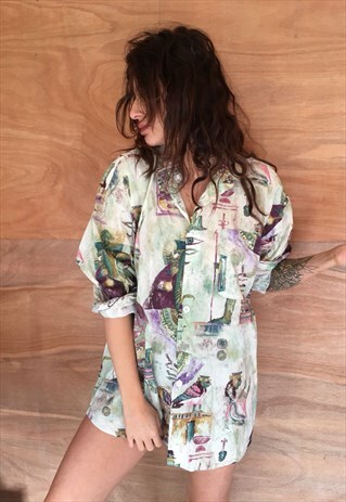 OVERSIZED RETRO 90S 80S VINTAGE UNISEX FESTIVAL SHIR