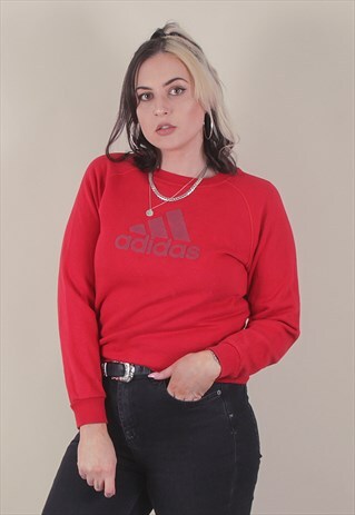 VINTAGE ADIDAS RED SWEATSHIRT BIG LOGO /A4083