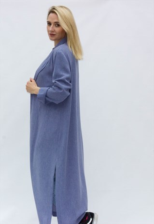 VINTAGE OVERSIZED BLUE WATERFALL DUSTER COAT